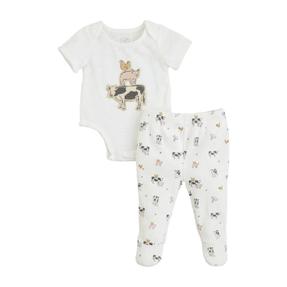 Mud Pie Baby Farm Friends Crawler Set; 6-9 Months