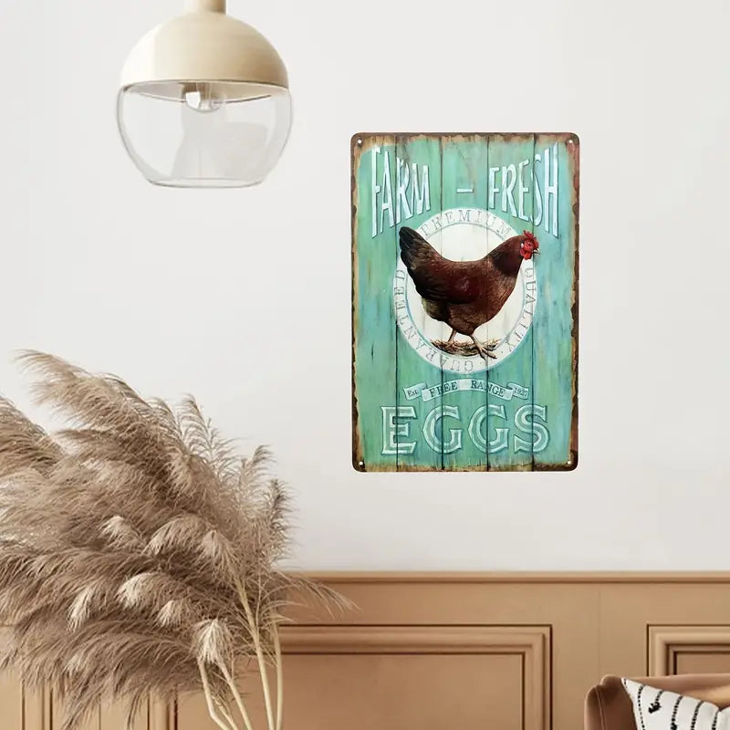 Metal Aluminum Farm Fresh Eggs Wall Art Sign (8x12in)