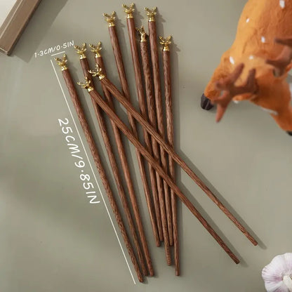 Deer Head Shaped Wooden Chopsticks with Chicken Wings