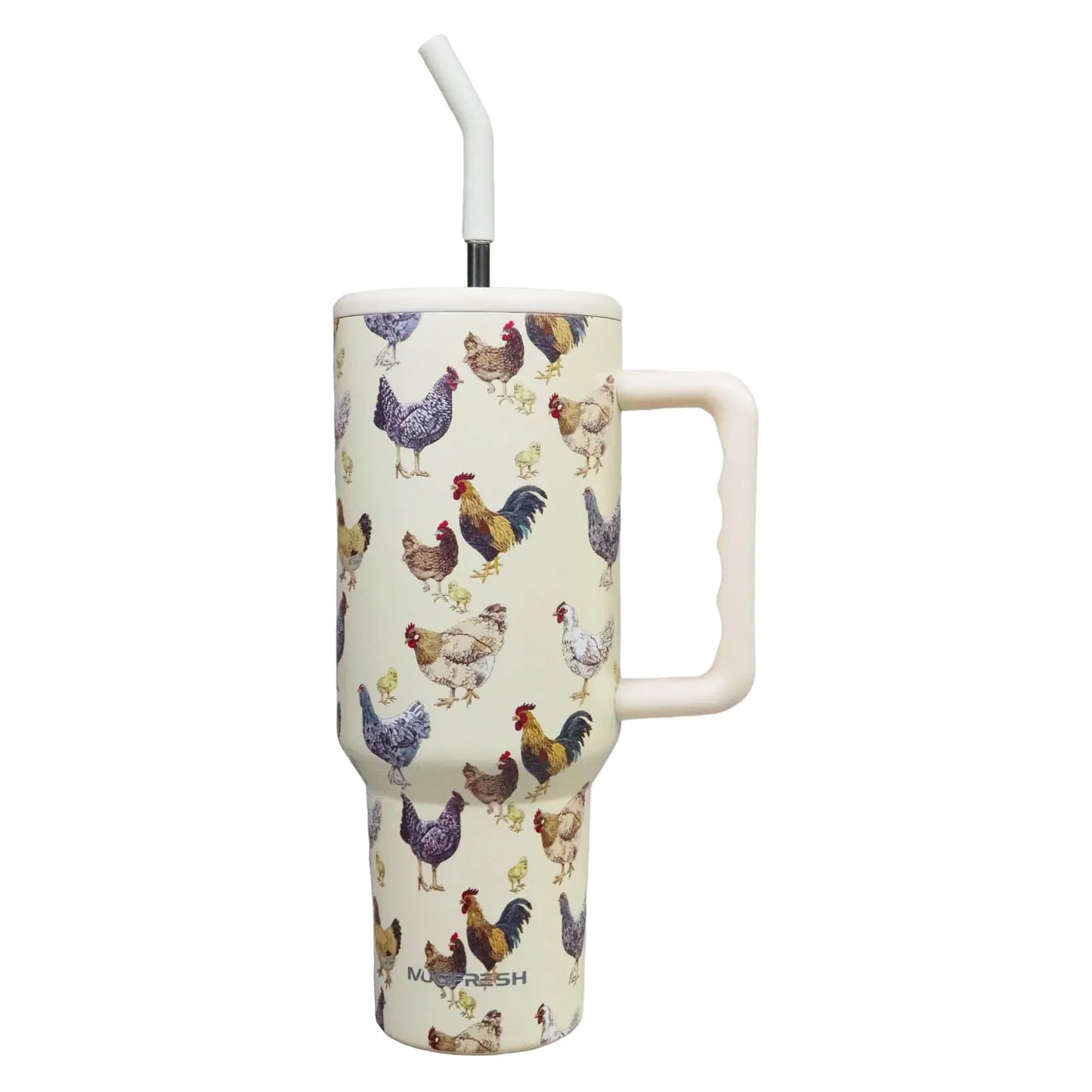 Chicken Tumbler Chicken Gifts for Women Chicken Lovers 40 oz Chicken Tumbler with Handle and Straw Cup Holder Friendly Insulated Travel Mug Stainless Steel Water Bottle