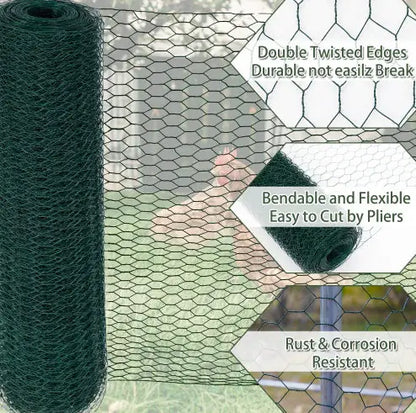 Large Size Galvanized Hexagonal Floral Green Chicken Wire, Outdoor Anti-Rust Chicken Wire Poultry Netting For Garden, Large Chicken Coop Wire Fencing