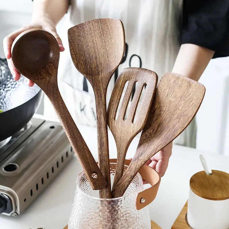 Solid Wood Chicken Wing Spoon and Kitchen Utensils