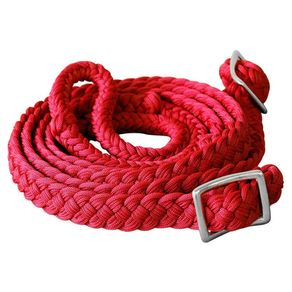 HILASON Braided Poly Barrel Horse Racing Reins Flat Grip Knots 1" X 8Ft Red | Horse Racing | Barrel Rein Horse | Horse Racing Gifts