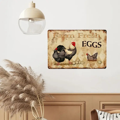Metal Aluminum Farm Fresh Eggs Wall Art Sign (8x12in)
