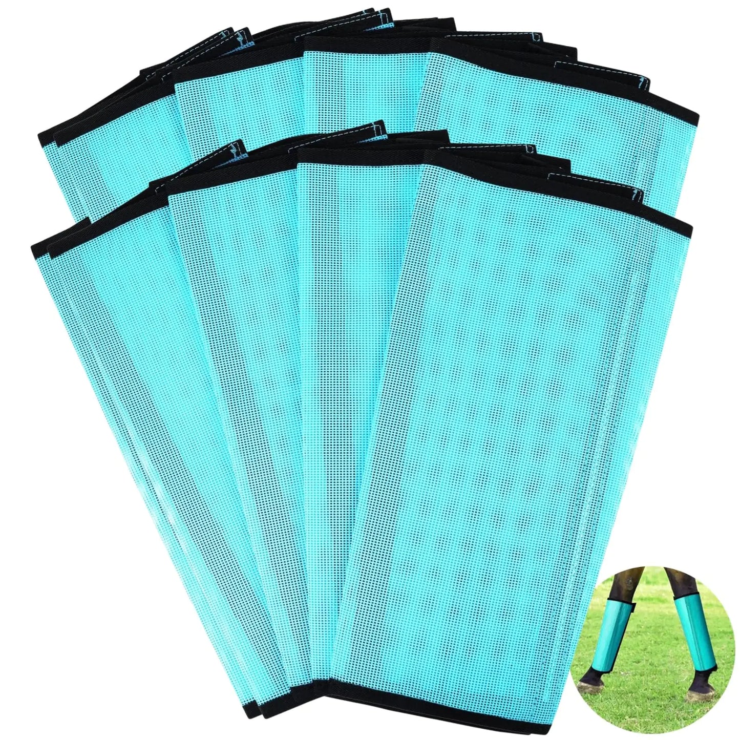 8 Pcs Fine Mesh Horse Fly Boots Breathable Horse Leg Protectors Fasteners Non-Slip Horse Fly Leggings Stomp-Reducing Large