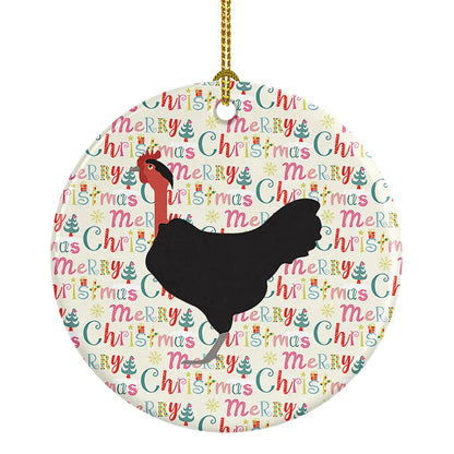 Naked Neck Chicken Christmas Ceramic Ornament