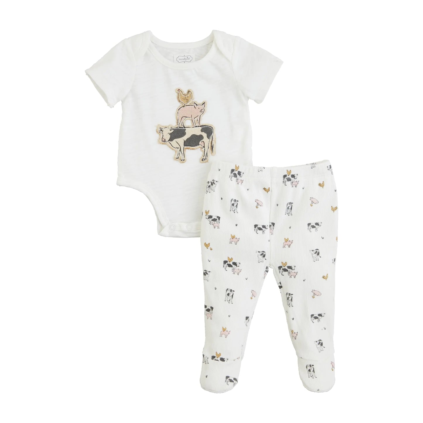 Mud Pie Baby Farm Friends Crawler Set; 6-9 Months