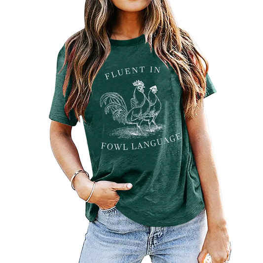 Chicken Shirt Women Farm Tees Funny Chicken Graphic Shirt Chicken Lovers Shirt Farm Country Girl Tee Tops Dark Green