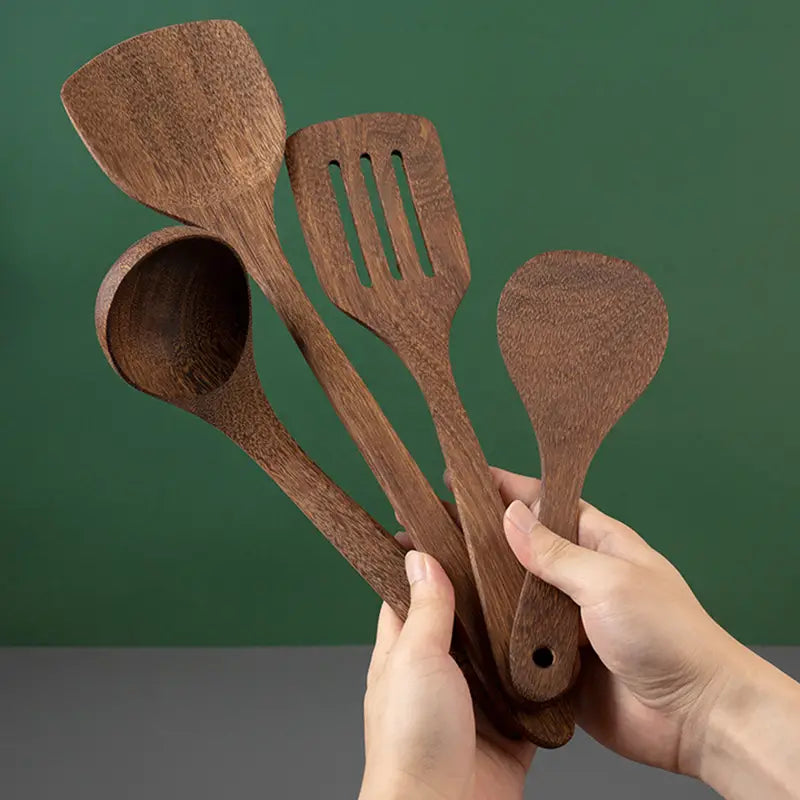 Solid Wood Chicken Wing Spoon and Kitchen Utensils