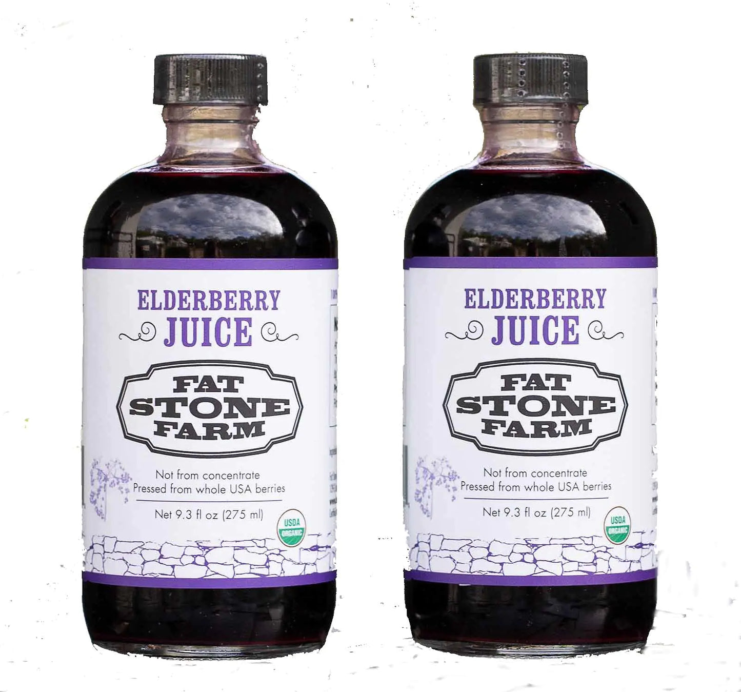 Fat Stone Farm Organic Elderberry Juice 2X 9.3 fl. oz (New)