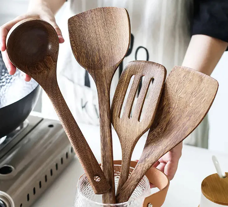 Solid Wood Chicken Wing Spoon and Kitchen Utensils