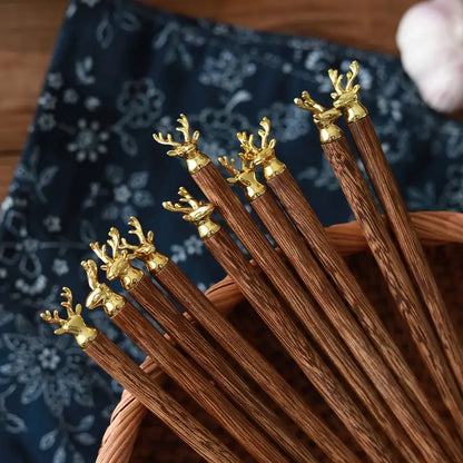 Deer Head Shaped Wooden Chopsticks with Chicken Wings