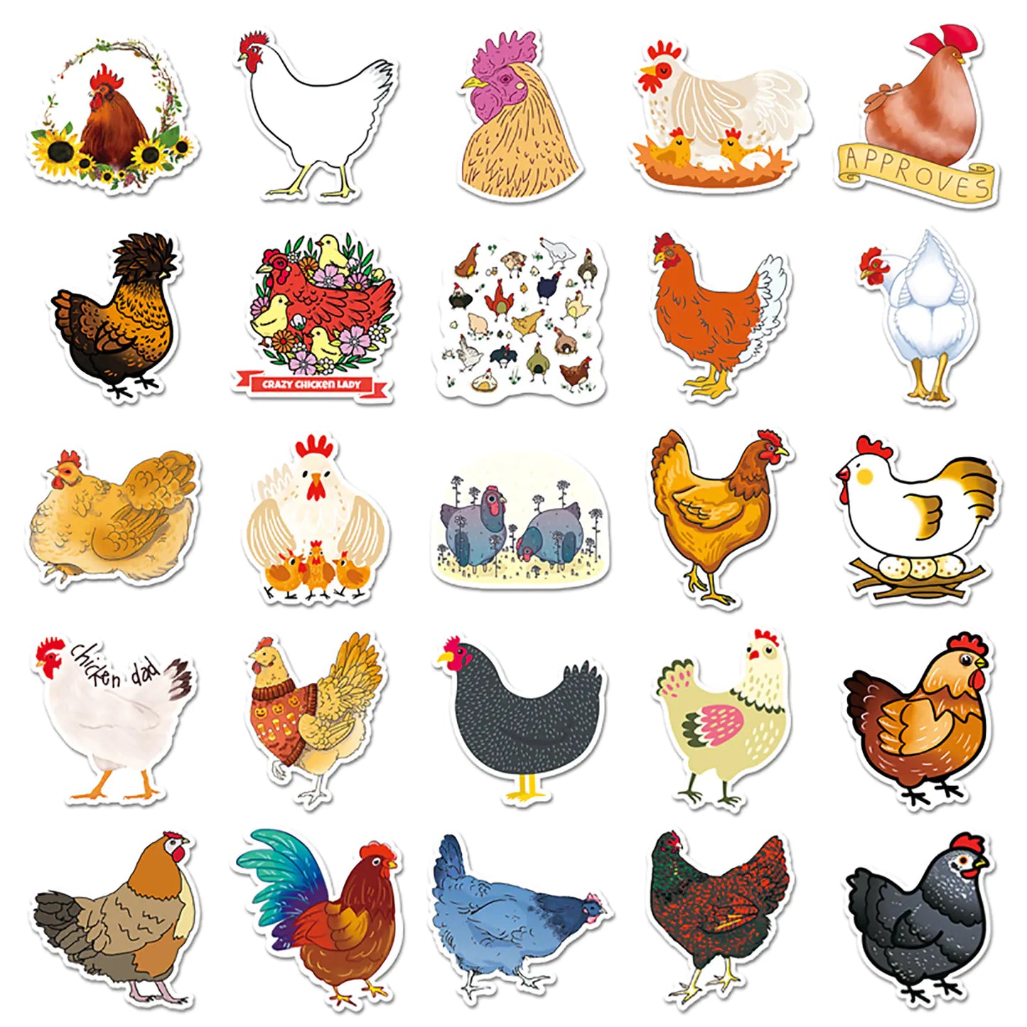 50 Personalized Chicken Graffiti Stickers for DIY Projects